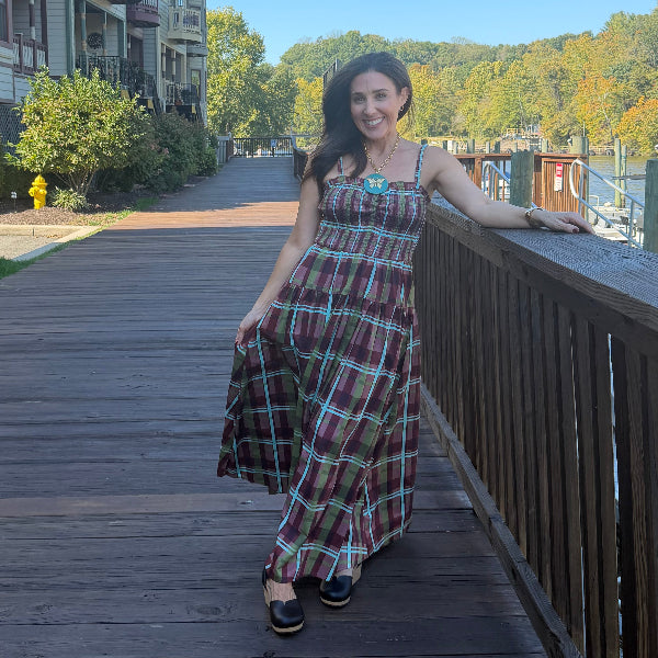 Vintage Plaid Maxi Dress