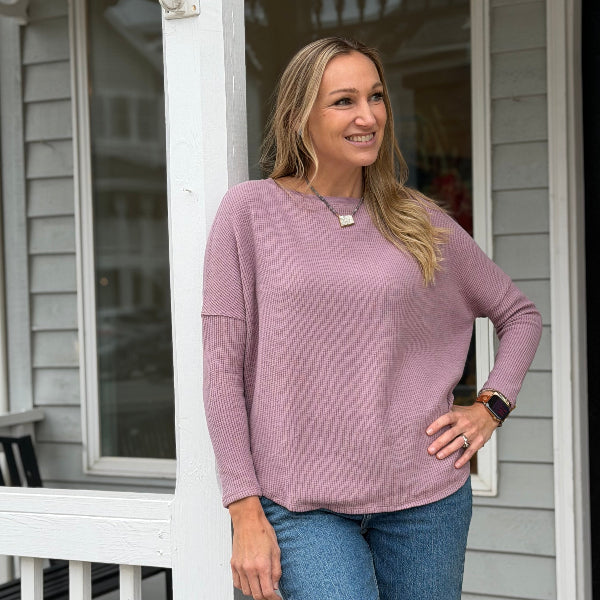 Free People-Latte Blues Thermal  Top