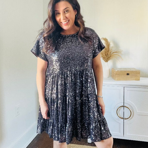 Sequin Tiered Dress