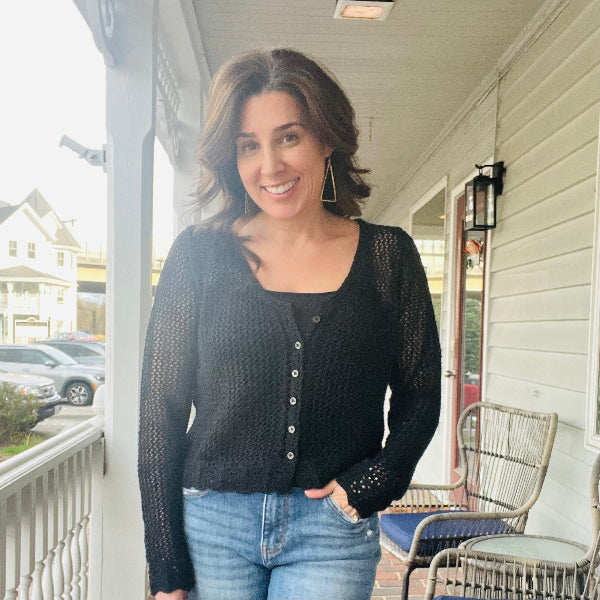 Crochet Day Cardigan-Black