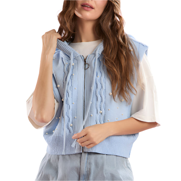 Hoodie Pops of Pearl Vest