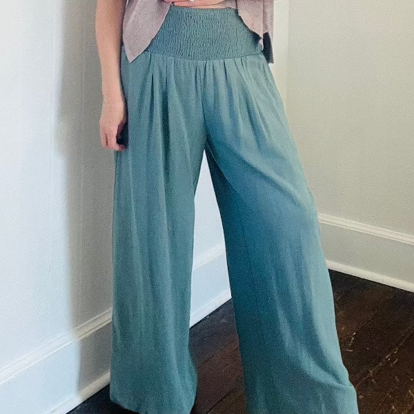 Lovely Linen Smocked Pants
