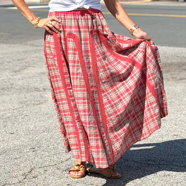 All Over Plaid Maxi Skirt