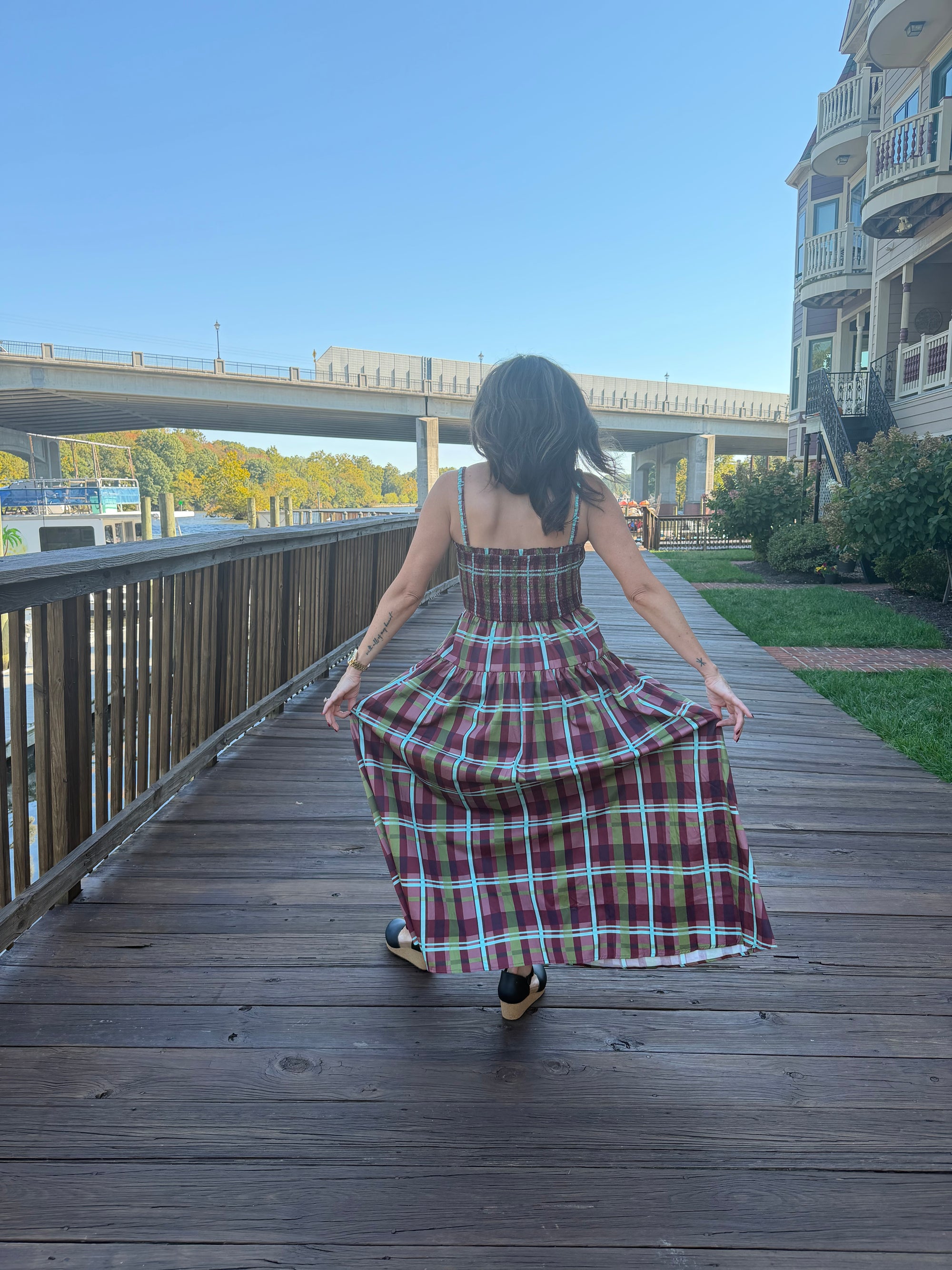 Vintage Plaid Maxi Dress