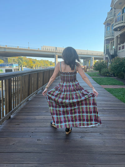 Vintage Plaid Maxi Dress