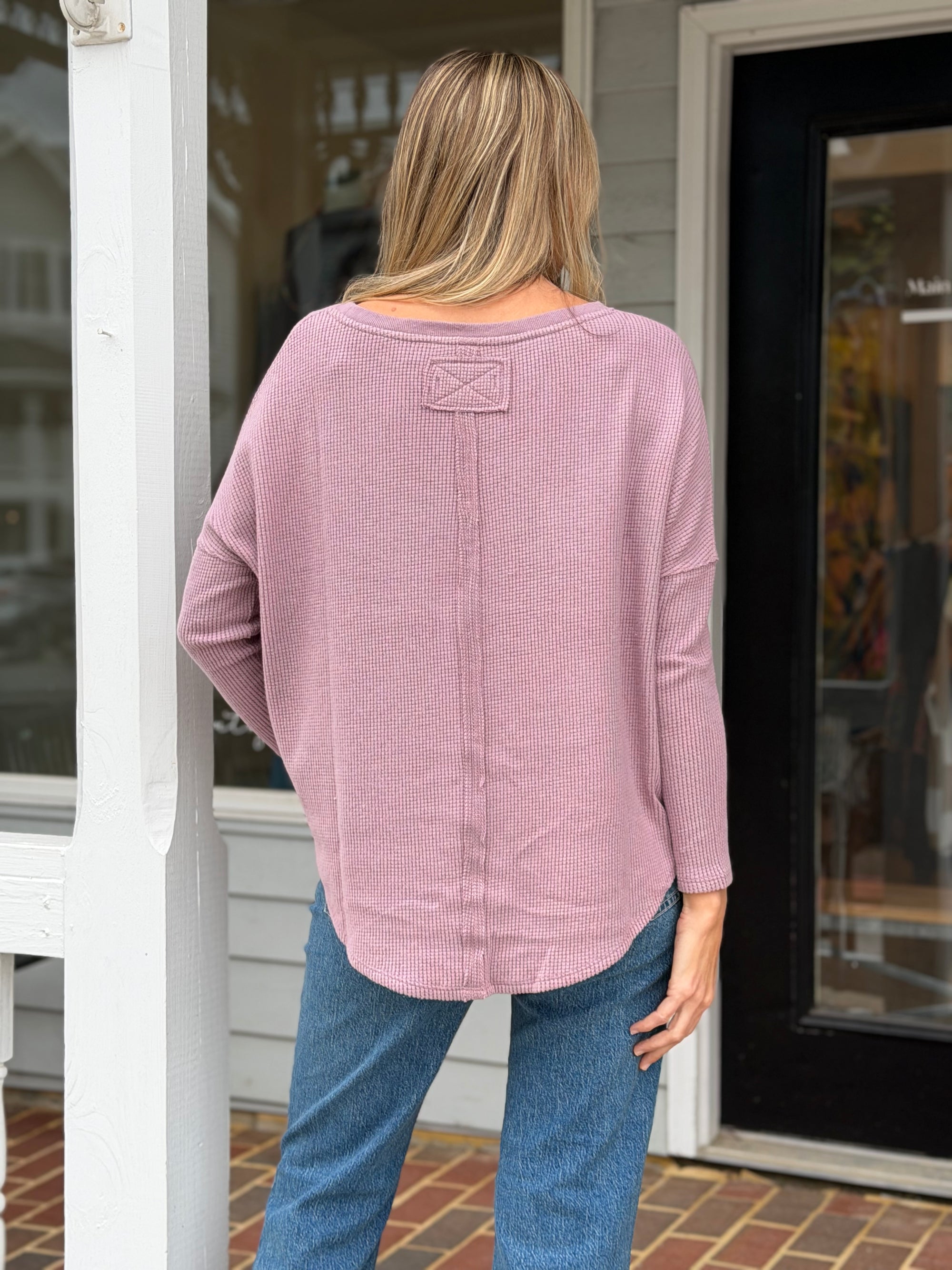 Free People-Latte Blues Thermal  Top