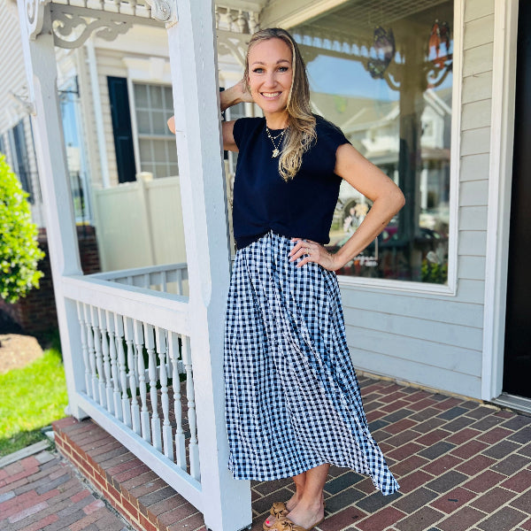 Gingham Knit Midi Dress