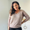 V Neck Marled Sweater in Taupe