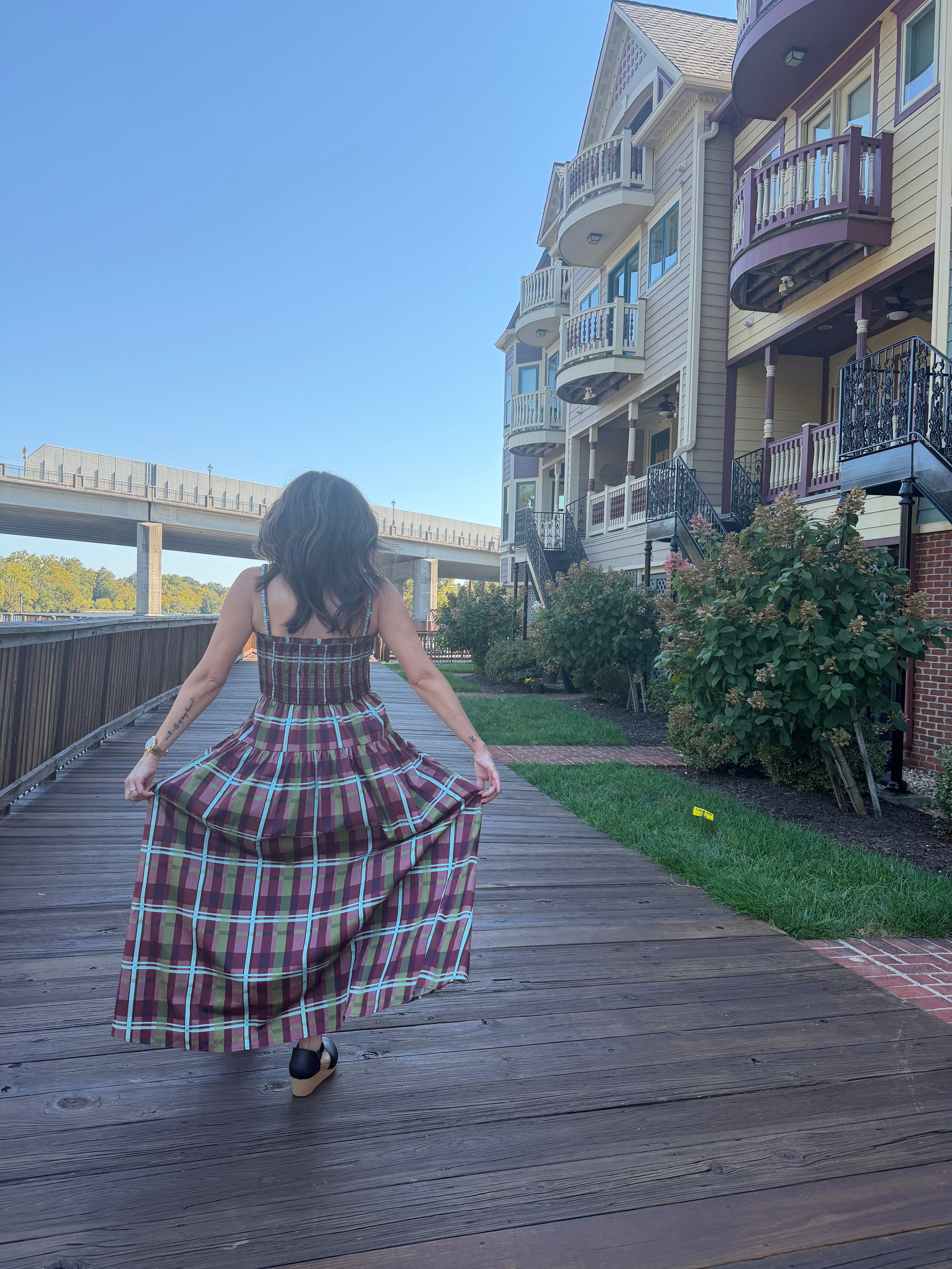 Vintage Plaid Maxi Dress