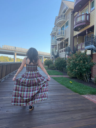 Vintage Plaid Maxi Dress