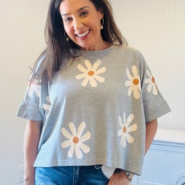 Grey Daisy Top
