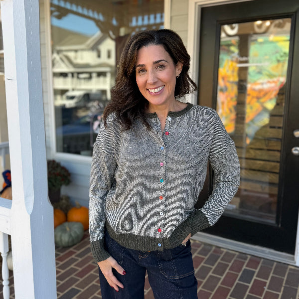 Color Button Cardigan