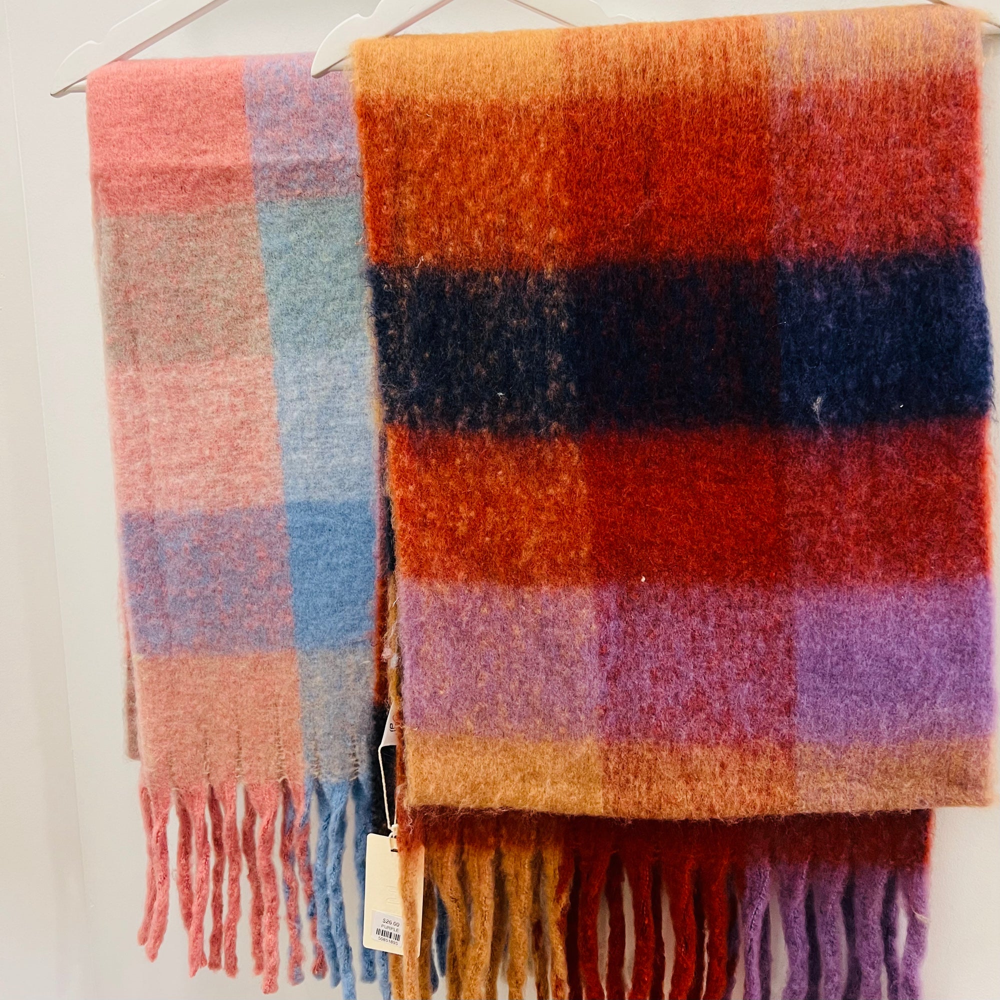 Checkered Fuzzy Scarf