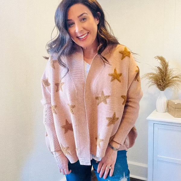 Star Shawl Collar Cardigan