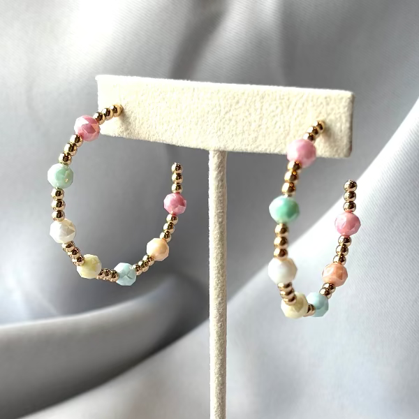 Pretty & Pastel Beaded Hoop Earring