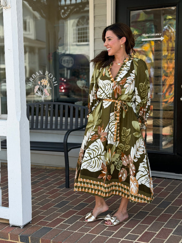 Tropical Leaf Maxi Dress