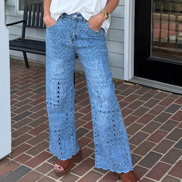 Embroidery Detail Washed Jean
