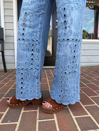 Embroidery Detail Washed Jean