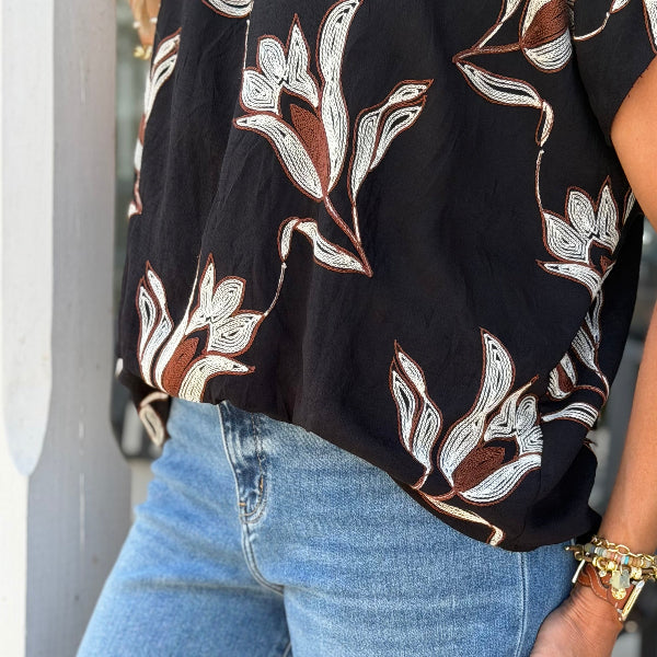 Embroidered Floral Top