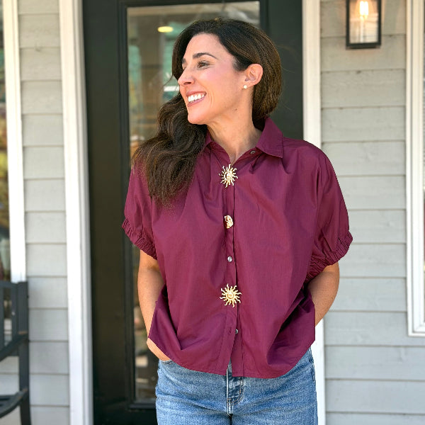 Golden Button Up Top