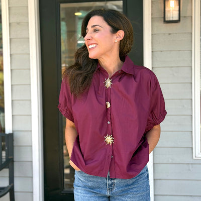 Golden Button Up Top