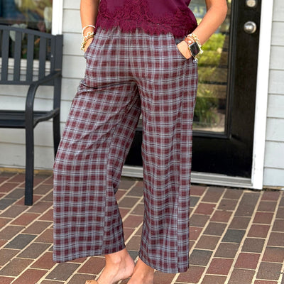 Plaid Wide Leg Pant