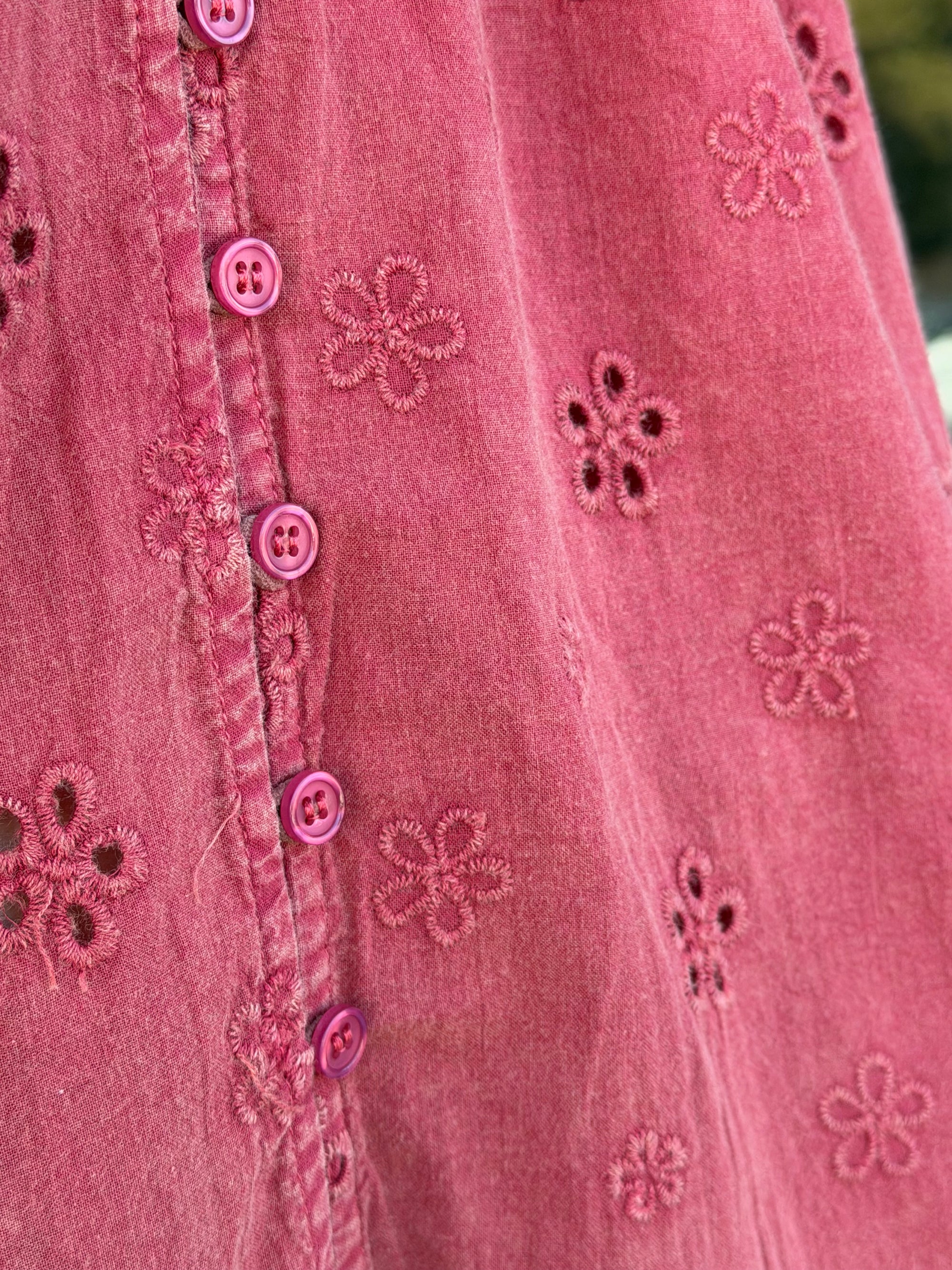 Washed Floral Eyelet Top