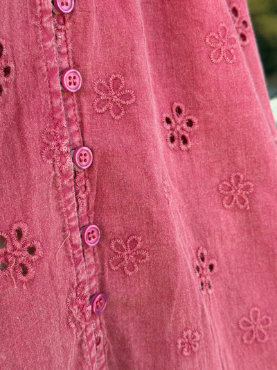 Washed Floral Eyelet Top