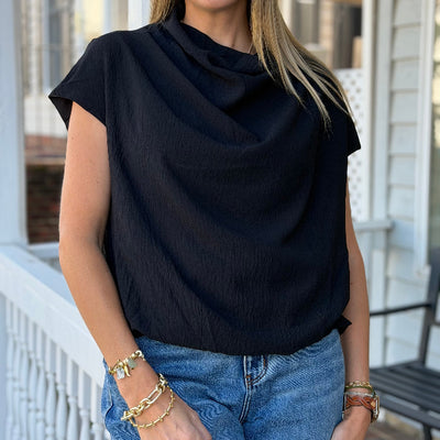 Draped Mock Neck Top