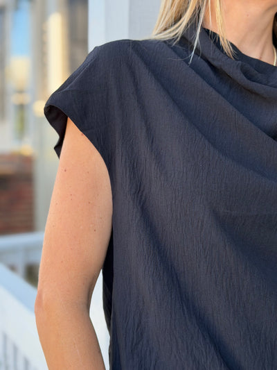 Draped Mock Neck Top