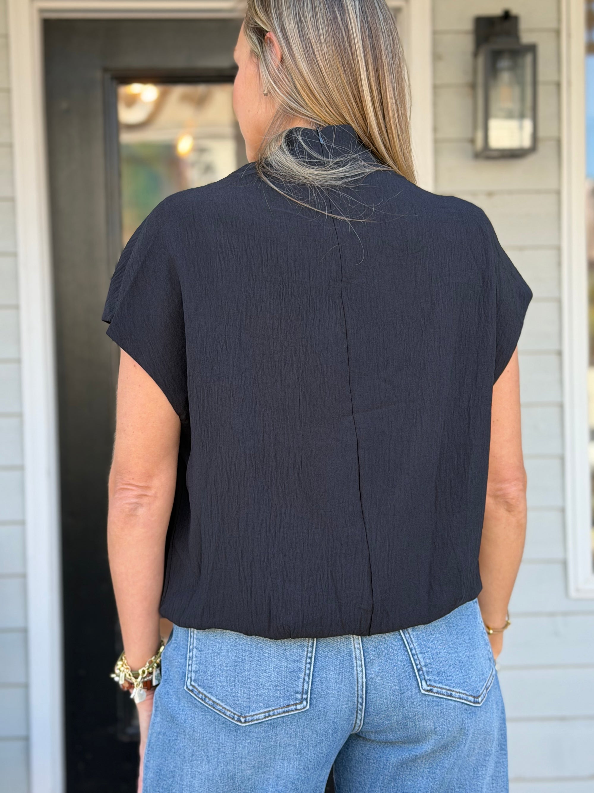Draped Mock Neck Top