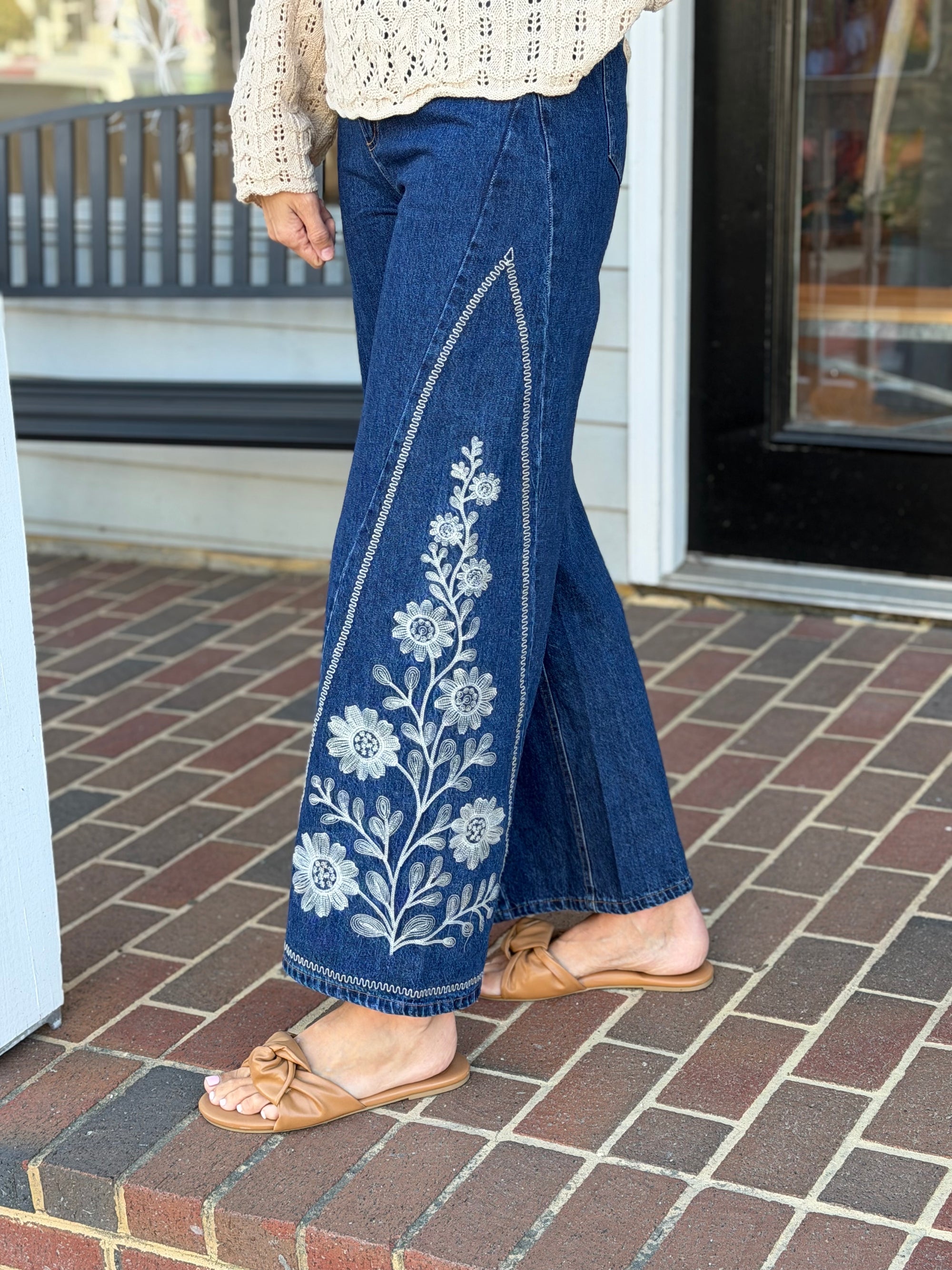 Floral Rodeo Bell Bottom Jean