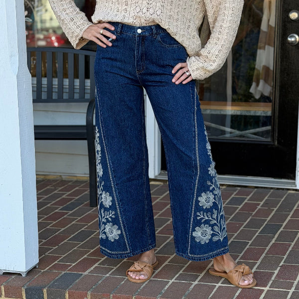 Floral Rodeo Bell Bottom Jean