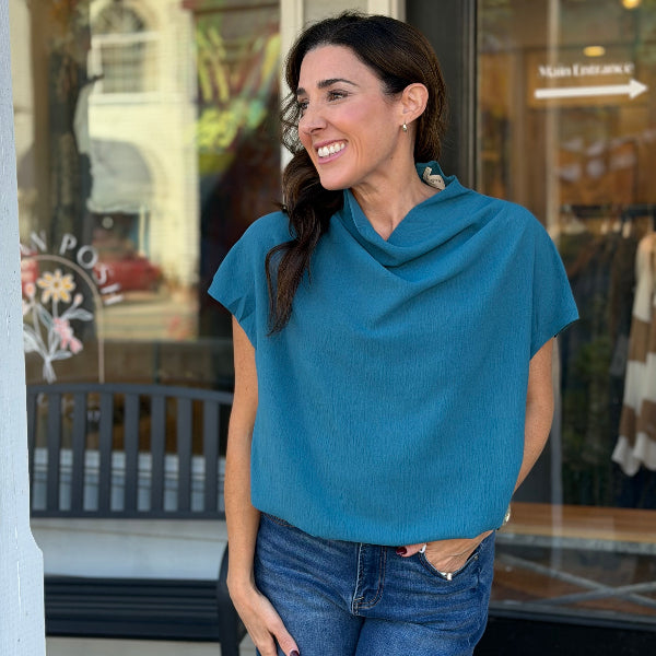 Draped Mock Neck Top