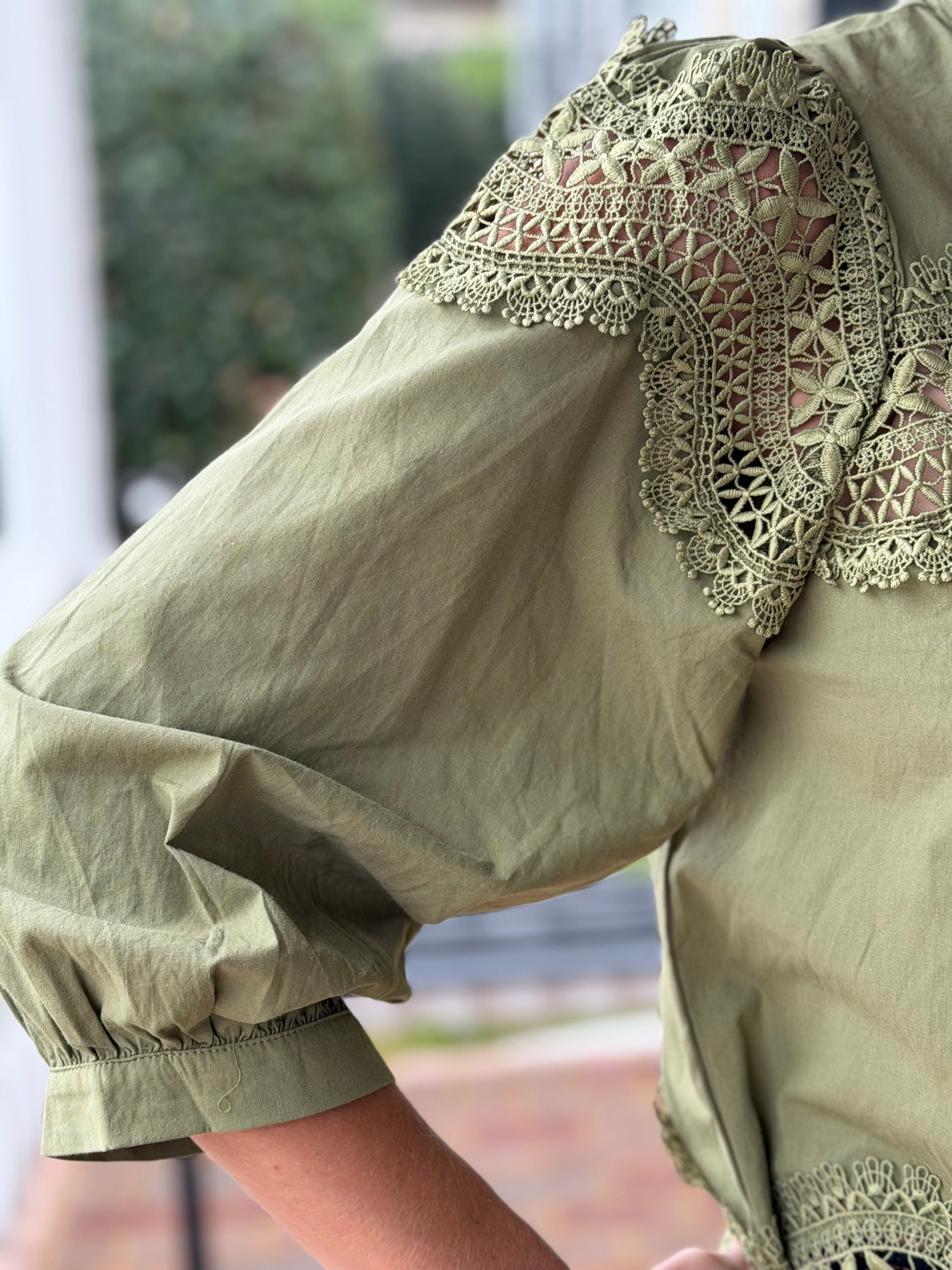 Olive & Lace Top