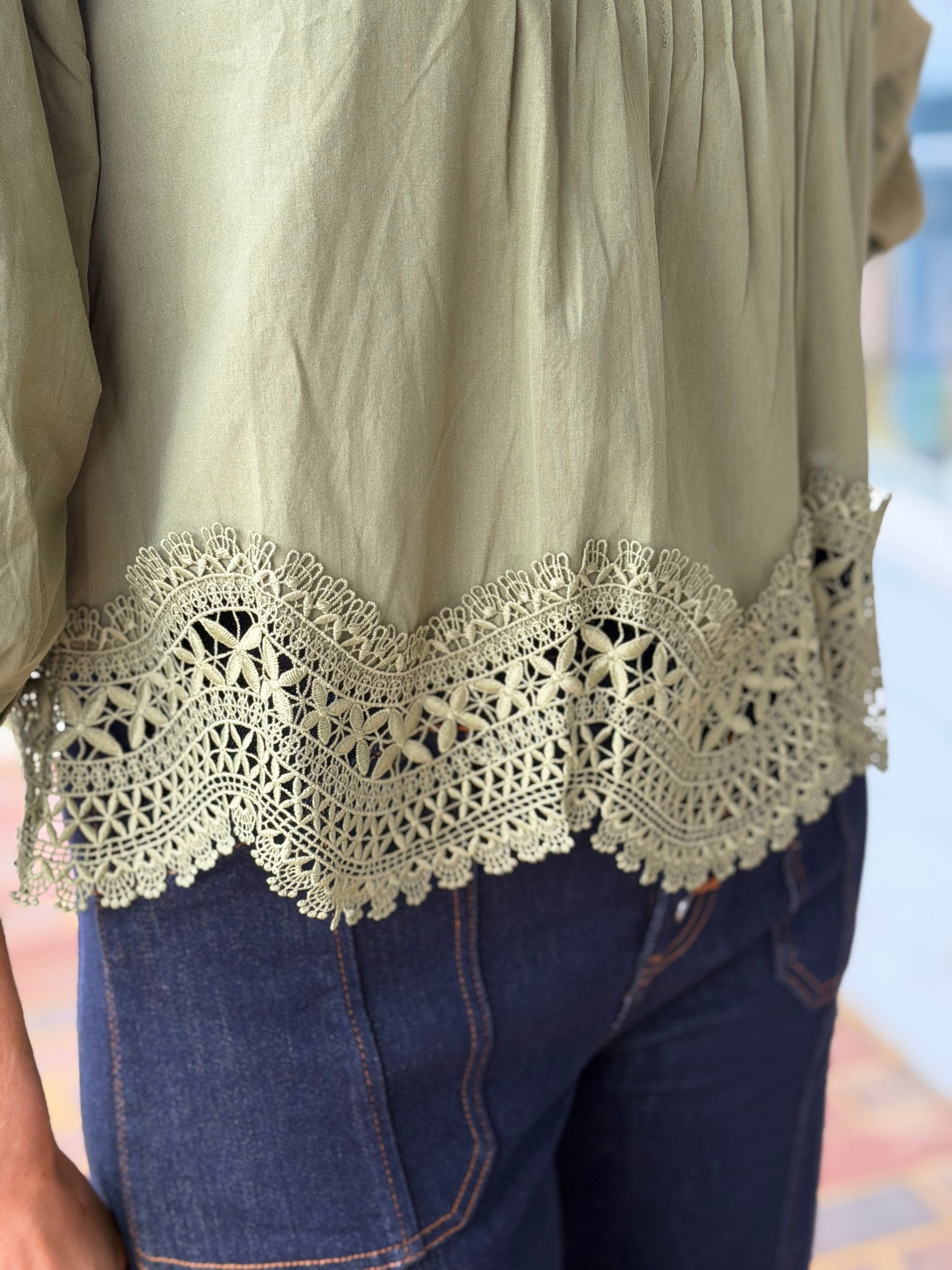 Olive & Lace Top
