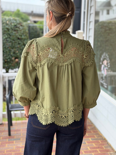 Olive & Lace Top
