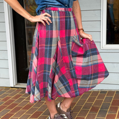 Plaid Pattern Midi Skirt