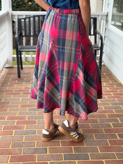 Plaid Pattern Midi Skirt