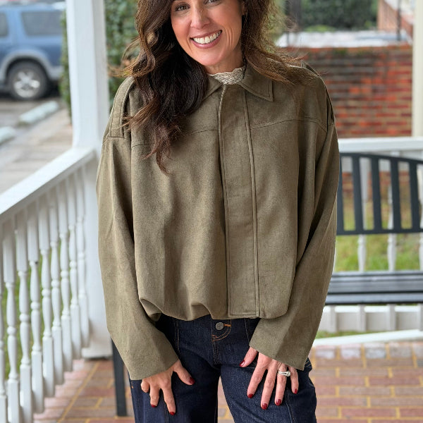 Faux suede bomber jacket 