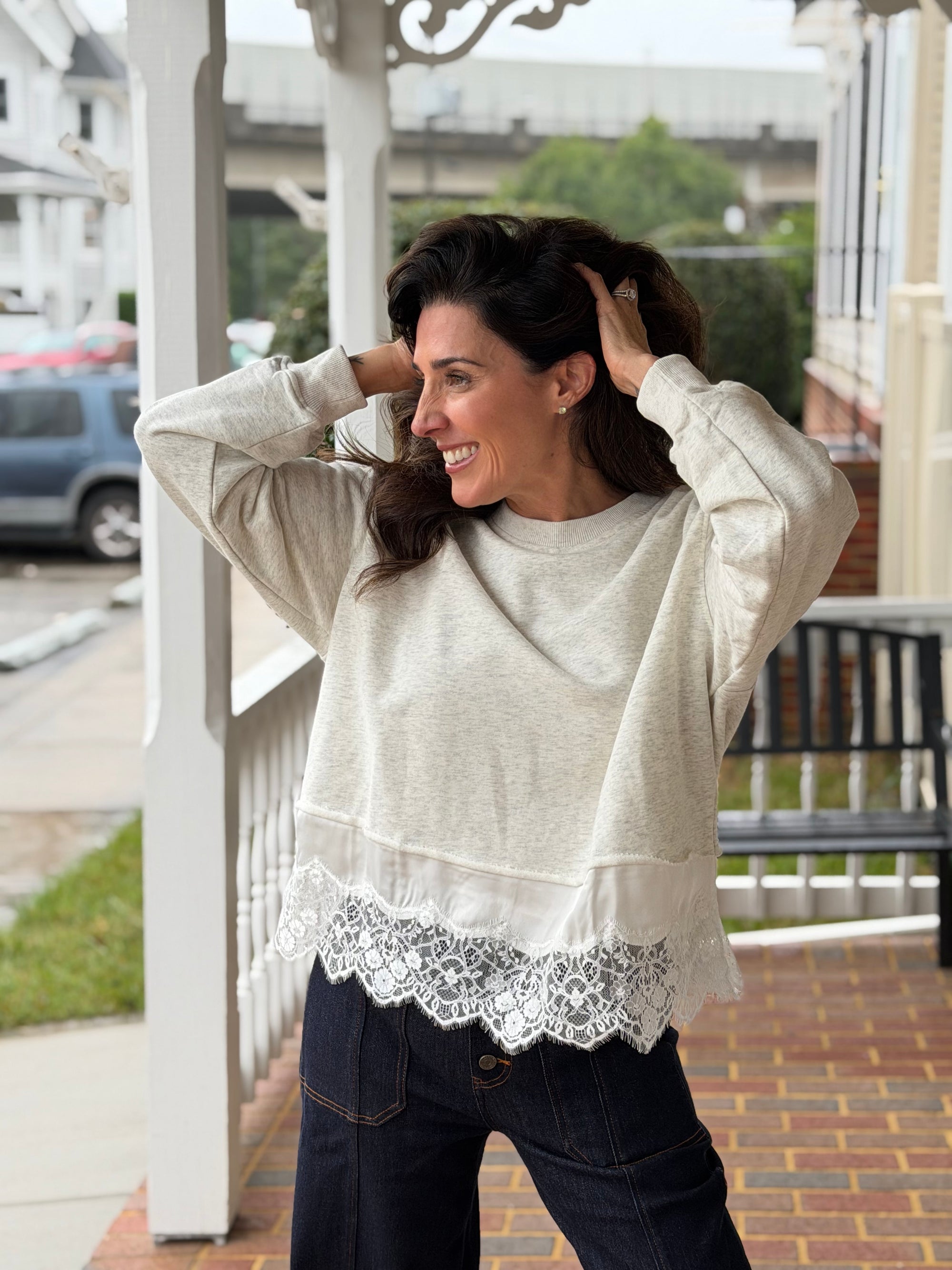 Lace Trim Sweatshirt