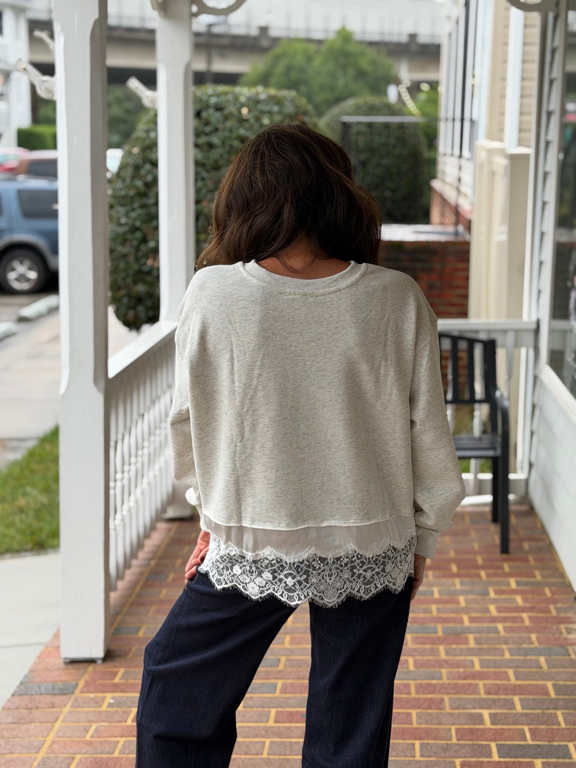 Lace Trim Sweatshirt