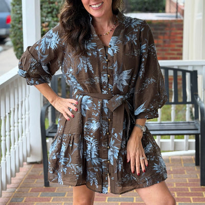 Brown floral dress