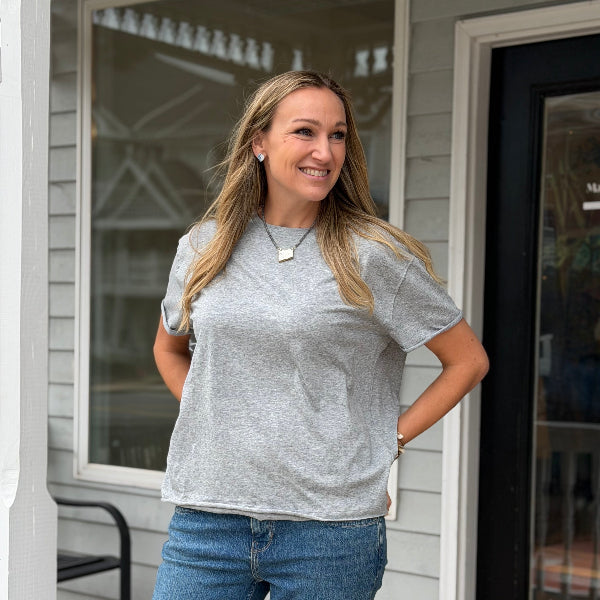 Free People Nina Tee-Heather Grey