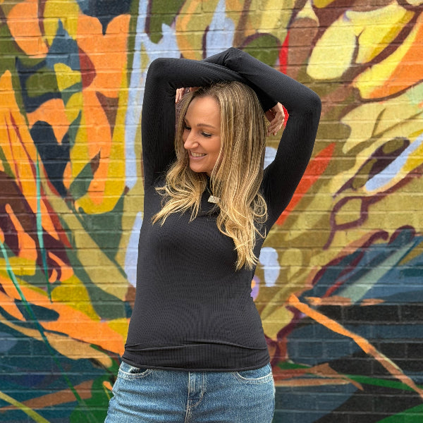 Free People-So Soft Seamless Top-BLACK