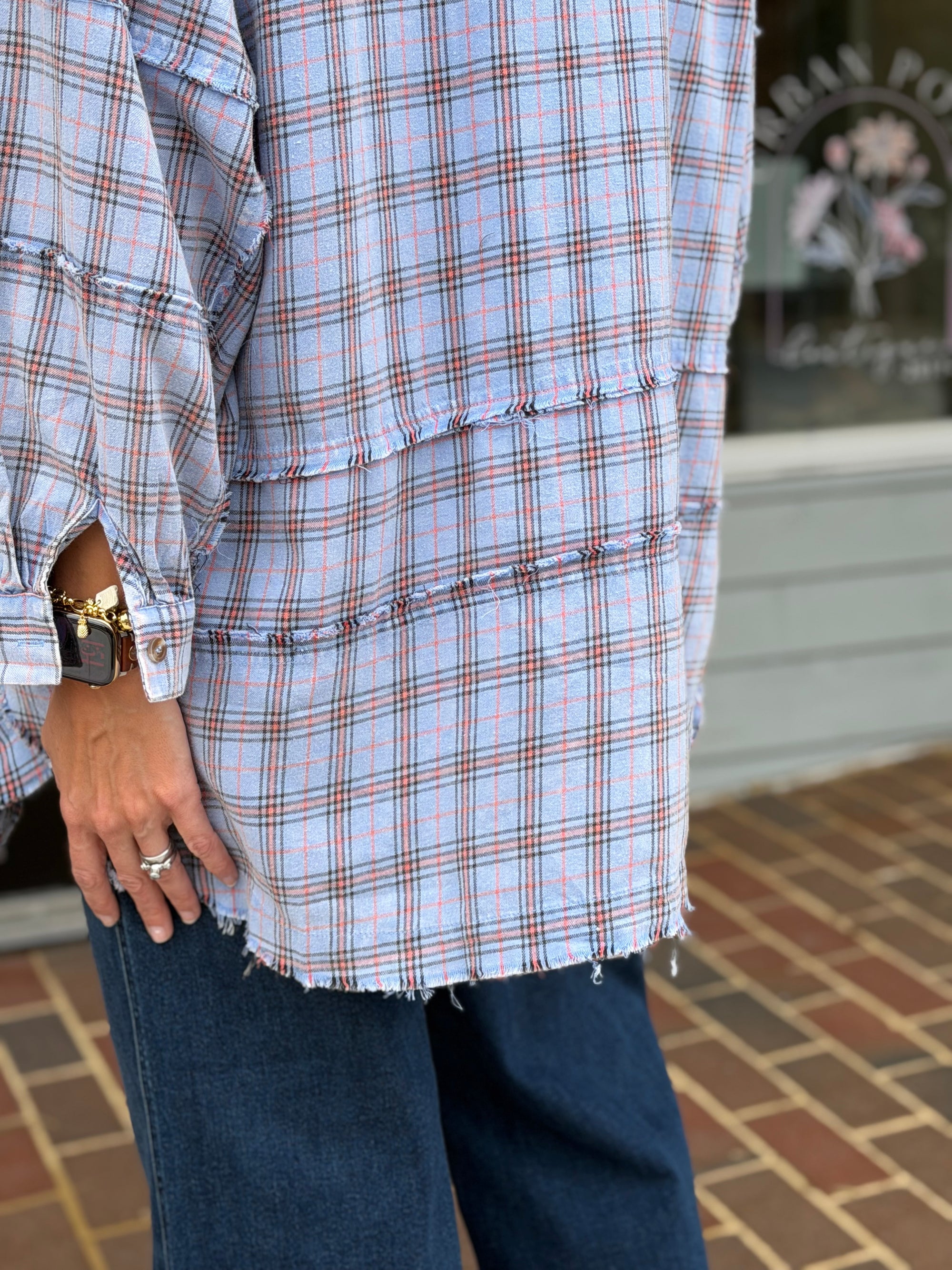 Mineral Plaid Button Down-BLUE
