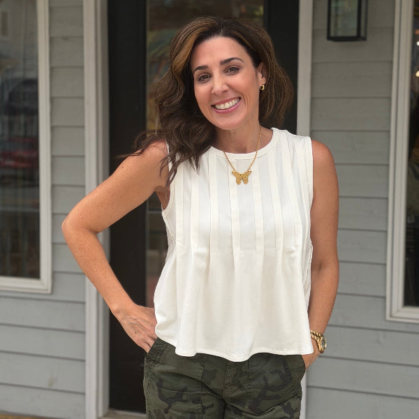 Lillian Pleated Front Top