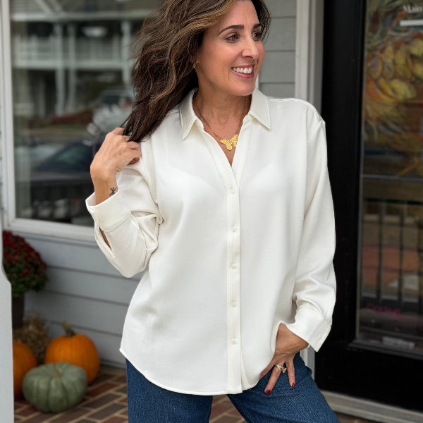 Oversized Button Down-Powder