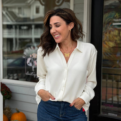 Oversized Button Down-Powder