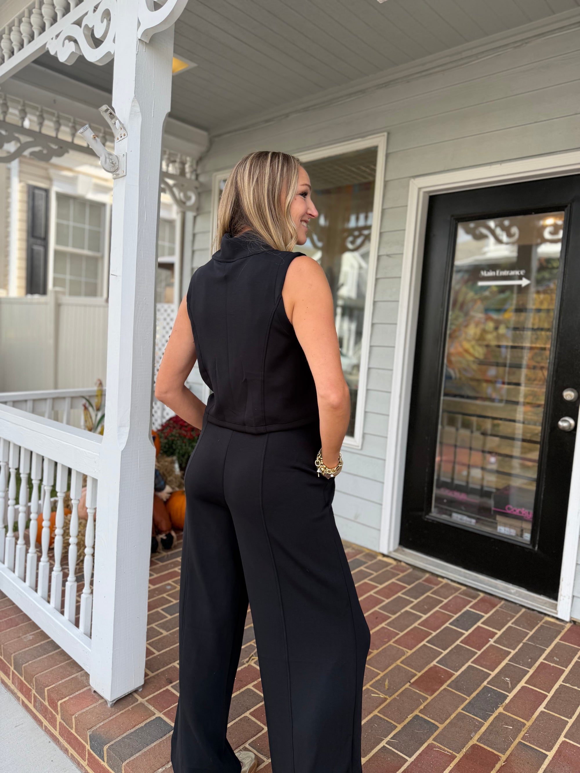 Shawl Collar Half Zip Jumpsuit